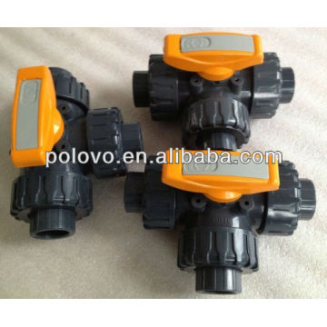 Manual 3 way L-port 1/2'' pvc ball valve